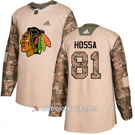 Män Ishockey Chicago Blackhawks Tröja Marian Hossa 81 Adidas 2017-2018 Camo Veterans Day Practice Authentic